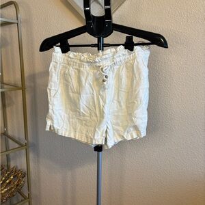 Hang Ten White Linen Look Shorts Paperbag Waist Drawstring Size Small